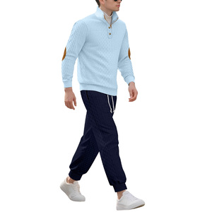 Conjunto de Sudadera y Pantalones de Manga Larga con Cuello Alto para Hombre, Cintura Elástica, Transpirable, para Deportes al Aire Libre, Estilo Casual, Jacquard - Product Image 5