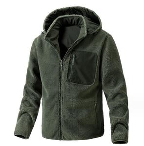 Veste d'hiver Hommes Manteaux en polaire <span class=keywords><strong>Patchwork</strong></span> Poches Fleece Warm Zip up Hooded Jacket Factory Customized Sherpa Fleece Jacket - Product Image 1