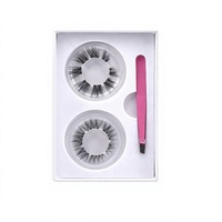 Kit de Pestañas Postizas Pre-Formadas, Naturales, 3D, de Fibra Sintética, con Pinzas y Caja de Regalo