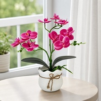 Anggrek Phalaenopsis 9 Bunga Buatan Asal Cina, Dekorasi Bonsai untuk Kamar Tidur, Ruang Makan, Meja, dan Halaman