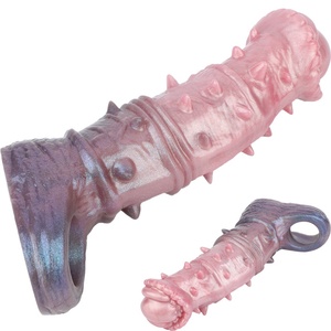 YOCY Funda de silicona hueca con forma de caballo/perro para pene, extensor de pene, funda con nudo grande, juguetes sexuales anales para hombres, para agrandamiento del pene, venta al por mayor - Product Image 1