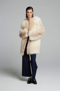 Moda calda vendita invernale soffice elegante pelliccia di volpe calda e calda pelliccia Beige morbida <span class=keywords><strong>cappotto</strong></span> di <span class=keywords><strong>visone</strong></span> di lusso personalizzato da donna - Product Image 5