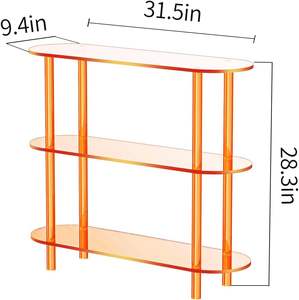 Libreria in Acrilico Traslucido Arancione, Scaffale Angolare Autoportante per Soggiorno, Camera da Letto e Bagno - Product Image 2