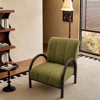Fauteuil de détente de style rétro antique avec dossier inclinable et structure métallique pour chambre et salon