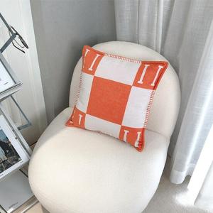 18x18 Inch Square Woven Jacquard H Letter Throw <strong>Pillow</strong> Cover Classic Geometric Pattern <strong>Soft</strong> Acrylic Sofa Cushion Cover Home - Product Image 5
