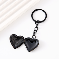 Ywyougang Porte-clés double cœur ouvrable, boîte photo, pendentif, porte-clés en métal, breloque de sac, cadeau