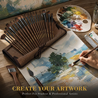 25 pinceaux de peinture multi-formes écologiques en poils synthétiques pour artistes, aquarelle et acrylique, avec logo personnalisé et manche en bois
