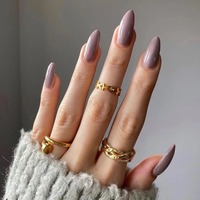 24 faux ongles ronds courts de couleur unie, style simple et minimaliste, en acrylique à presser, ongles artificiels 2129