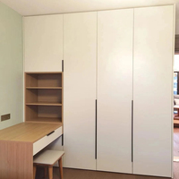 Armoire de chambre d'angle moderne autoportante et réglable, gain de place, avec bureau intégré, pour maisons et villas compactes et modernes, écologique