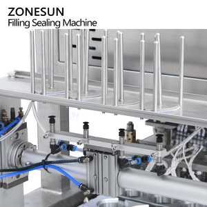 Máquina llenadora y selladora automática de líquidos y pastas ZONESUN ZS-AFS01P con bomba de pistón de 4 cabezales lineales para condimentos, salsas, mermeladas y vasos de plástico. - Product Image 4