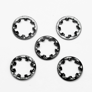 10 pièces/sac Rondelles de blocage à dents internes en acier inoxydable 304 et acier au carbone, plaquées zinc noir, pour vis M3-M8 - Product Image 1