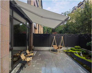 Auvent <span class=keywords><strong>motorisé</strong></span> personnalisé de <span class=keywords><strong>3m</strong></span> x 5m avec cadre en aluminium et acier et rétractable pour balcon et patio, blanc, utilisation en extérieur avec télécommande - Product Image 4