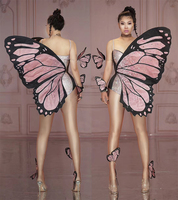 Déguisement féerique pour femmes, body de danse avec ailes papillon, spectacle de scène et strass, fête d'anniversaire, discothèque, cosplay