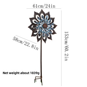 Ornement de moulin à vent en plastique gris en forme de fleur pour la décoration de jardin, pelouse, cour - <span class=keywords><strong>Design</strong></span> Art Déco extérieur imperméable - Product Image 2