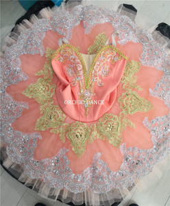 Tutú de ballet <span class=keywords><strong>naranja</strong></span> de competición profesional de alta calidad de 9-12 capas para niñas - Product Image 2