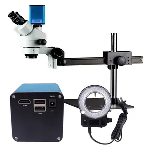 microscopio supporto della testina Suppliers-YIZHAN test di ovulazione scarica il trasporto LED anello di luce led multi supporto della testina di 7-45x Trinoculare Stereo Microscopio con CCD della macchina fotografica