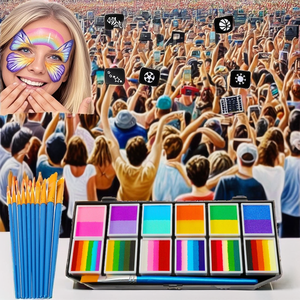 12 Color Rainbow Face Paint Kit <b>Natural</b> Plant Based Water Activated CE Certified Body <b>Painting</b> Palette for Teens Kids Party - Product Image 2
