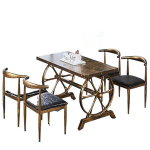 Ensemble de chaises Iron Horn, structure métallique rectangulaire, table et chaises de restaurant durables pour restauration rapide, snack-bars, cafés, et restaurants de nouilles. - Product Image 5