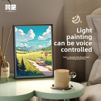 Peinture décorative intelligente à commande vocale avec cadre en aluminium et impression de dessins animés – Pour chambre, bureau, salon, ambiance cosy