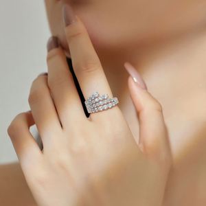 Dylam Exclusive 925 Sterling <b>Silver</b> Rhodium 18K Gold Plated Jewelry Irregular Multi-Layered <b>Spray</b> Sparkle 5A Zirconia Rings - Product Image 6