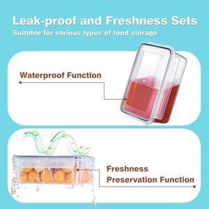 Pcs Bpa-free Strong Lid Sealed <b>Box</b> Set Plastic <b>Lunch</b> Storage Container Transparent Kitchen Food Kitchen Organizers - Product Image 2