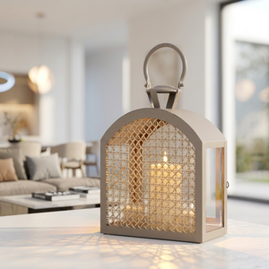 Latest <b>Rattan</b> Style Window Rectangle Shape Metal Candle <b>Lantern</b> for Home & Patio Decoration - Product Image 1