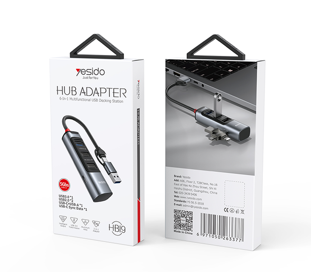 HB19 for Gray Mini Size Aluminum Alloy USB 3.0 Type-C Ultra Fast Data Transfer 2 to 4 Ports Hub