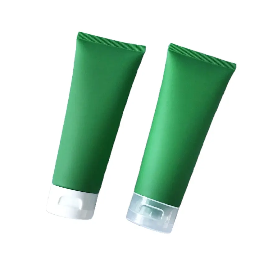 50ml 100ml plastic matte green Cosmetic cream plastic soft tube bottle facial cleanser tube cosmetic tubes with flip lid