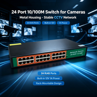 Conmutador Ethernet Full-Duplex de 24 Puertos 10/100Mbps ANPA AP-5024, Carcasa Metálica para Montaje en Rack, 12Gbps, Plug and Play, Apilable, QoS, 2 Años de Garantía