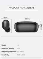 Écouteurs sans fil Bluetooth stéréo H6 TWS, oreillettes à commande tactile, écouteurs, nouvelle collection 2023