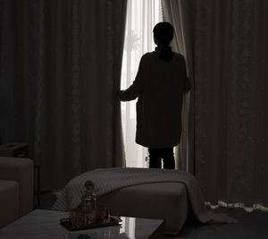 Rideau de fenêtre et de porte YongHo, nouveau modèle à <span class=keywords><strong>double</strong></span> baie vitrée, crochet moderne, simple, luxueux, en lin jacquard, translucide, occultant - Product Image 3