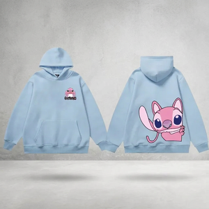 เสื้อสเวตเชิ้ตแฟชั่นลายการ์ตูนตัวอักษร Angel Monster สีฟ้าอ่อน มีกระเป๋า  ไซส์ XS  น่ารัก ใส่ได้ทั้งผู้หญิงและผู้ชาย - Product Image 3