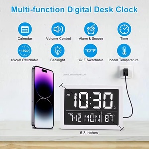 Thiết bị hoàn hảo màn hình lớn hiển thị 6 bài hát và 2 didi âm thanh được sử dụng LCD kỹ thuật số bảng/tường đồng hồ báo thức - Product Image 5