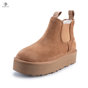 Botte Chelsea doublure en laine de haute qualité vente directe d'usine en gros femmes hiver court Animal fourrure amorti Chelsea botte de neige - Product Image 2