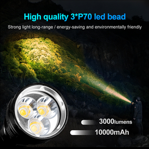 Lampe de plongée haute capacité WOSEN, production en gros, 3 perles P70, étanche 80M, pour plongée en grotte, opération sous-marine, torche de plongée - Product Image 3