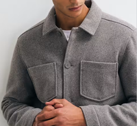 Veste surchemise vintage en laine pour homme avec col montant et doublure en cachemire