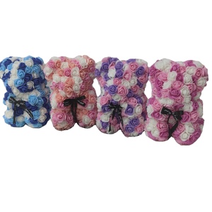 Ourson rose en mousse PE avec cœur, 25cm, ourson artificiel en peluche, logo personnalisé accepté, cadeau de saint-valentin - Product Image 1