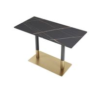 Tables de restaurant avec base en acier inoxydable doré, salle à manger pour restaurant, café carré, table en marbre artificiel