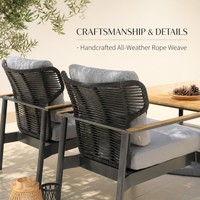 Fauteuil de salon extérieur OSMEN moderne en aluminium avec dossier en rotin pour villa, patio et jardin
