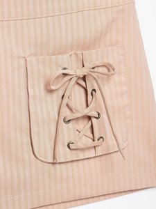 Minifalda a Rayas Personalizada 2026 con Detalle de Bolsillo con Nudo, Estilo Vintage para Oficina, Elegante Falda de Verano para Mujer, Diseño de Diseñador, OEM/ODM - Product Image 4