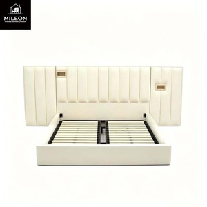 <span class=keywords><strong>Letto</strong></span> Rialzato in Pelle Stile Italiano Moderno <span class=keywords><strong>con</strong></span> <span class=keywords><strong>Testiera</strong></span> Segmentata <span class=keywords><strong>a</strong></span> Parete e Scatola Luminosa Integrata - Product Image 6