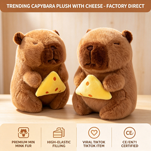 Peluche Capybara douce de 8 pouces, jouet en peluche, poupée animale en peluche tenant une tranche de <span class=keywords><strong>fromage</strong></span>, prix de machine d'arcade de centre commercial, stock direct usine - Product Image 1