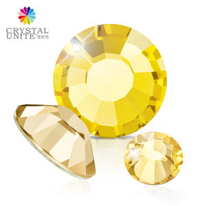 Excellente qualité dos plat Hot Fix strass cristaux de verre éléments transfert de chaleur Hot-fix Strass Bling perles tons jaunes - Product Image 1