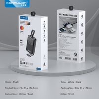 KONFULON 2026 Power Bank Ponsel Pintar 20000mAh QC22.5W PD20W Pengisian Cepat Kabel Terintegrasi Inovatif USB Ganda untuk Perjalanan