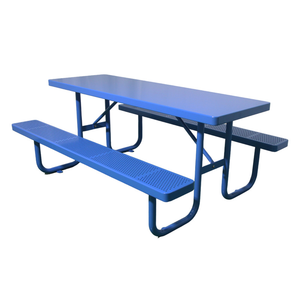 Table de pique-nique rectangulaire en acier pour extérieur, jardin, parc, terrasse, camping, 6 pieds x 8 pieds, avec banc - Product Image 3
