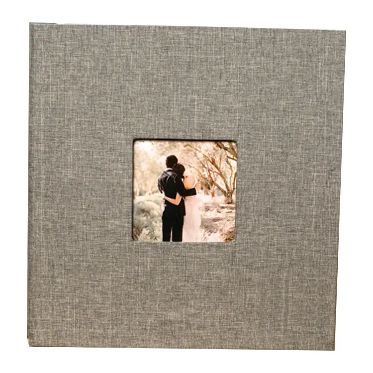 27*28センチメートル9 Colors Linen CoverとWindow Self Adhesive Wedding Photo Album 4R 120 Photo DIY Album 30 Sheets Double Sided Pages