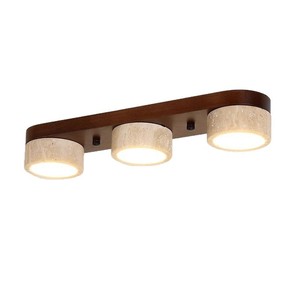 Lámpara de Techo de Travertino Amarillo de 4 Luces, Madera de Nogal, Estilo Wabi Sabi Vintage, para Pasillo - Product Image 4