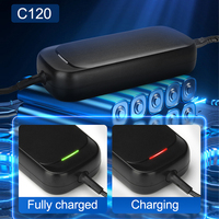 Chargeur de batterie enfichable 12V AC XIETONG C120 pour batteries au plomb/GEL, coque en aluminium, éclairage LED