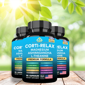 Suplemento de extracto herbal de Ashwagandha y L-Teanina con magnesio OEM para adultos, para relajar el cerebro y apoyar el sueño, 60 unidades. - Product Image 5