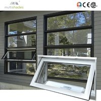 Fenêtre à auvent moderne en aluminium multi-panneaux avec volet battant, finition gris foncé thermolaqué pour usage extérieur